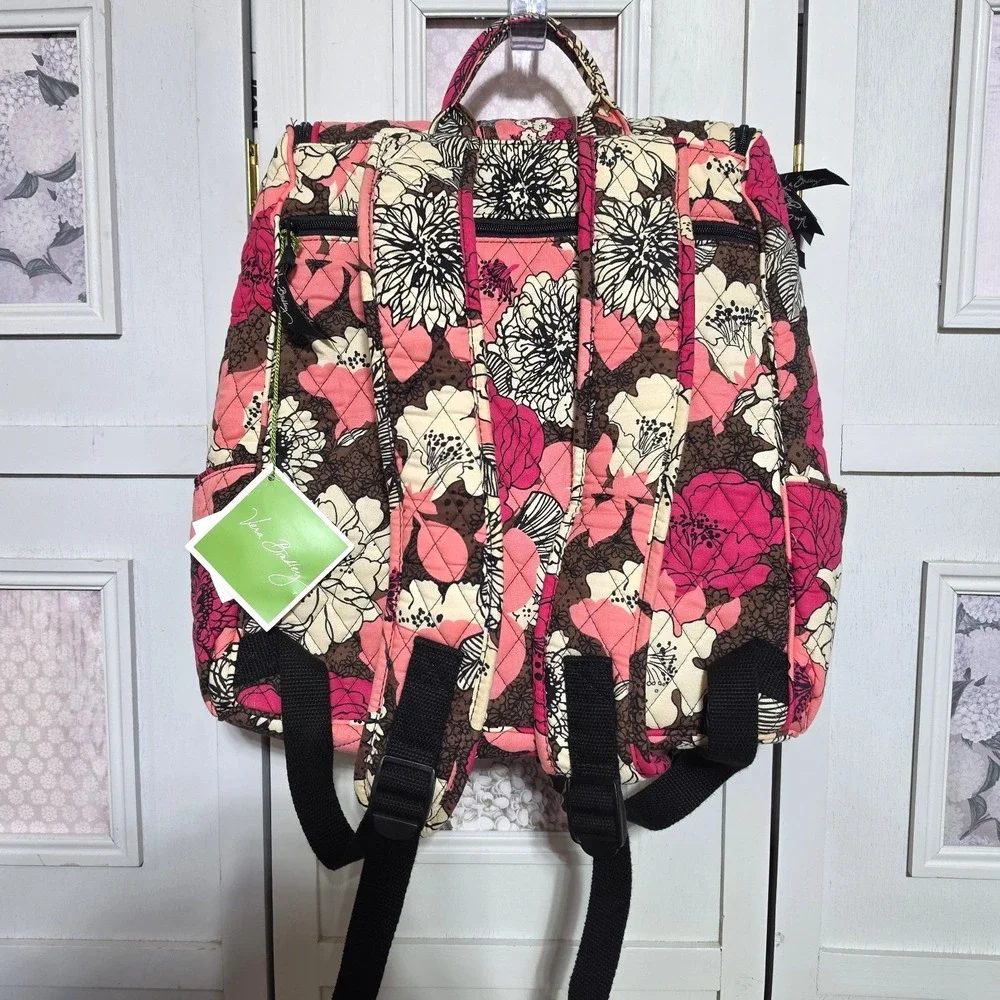 Vera Bradley Double Zip Backpack in RETIRED Mocha Rouge Pattern NWT